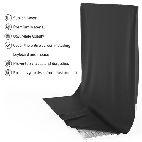 Kuzy Dust Cover for iMac 27 inch 2021, Computer Monitor Cover for iMac 27 inch Retina 5K Mac Pro Dust Protection Ultrawide Flat Screen Desktop A1862 A1419 A1312 A1316 A1407, Black