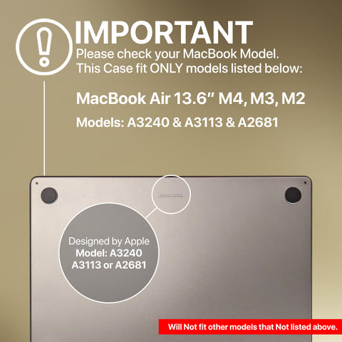 MacBook Air 13.6 inch Case M4 M3 M2 2025-2022 - Matte Protective Hard Shell